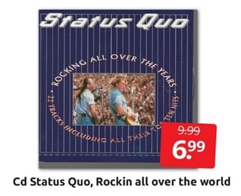 Promoties Cd status quo rockin all over the world - Huismerk - Boekenvoordeel - Geldig van 28/01/2023 tot 05/02/2023 bij BoekenVoordeel