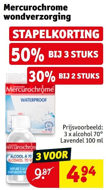 Promoties Alcohol 70° lavendel - Mercurochrome - Geldig van 31/01/2023 tot 12/02/2023 bij Kruidvat