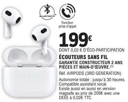 Promo i APPLE AIRPODS 3RD GEN chez Carrefour