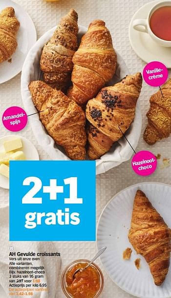 Promoties Ah gevulde croissants - Huismerk - Albert Heijn - Geldig van 30/01/2023 tot 05/02/2023 bij Albert Heijn