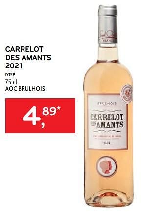 Promoties Carrelot des amants 2021 rosé - Rosé wijnen - Geldig van 08/02/2023 tot 21/02/2023 bij Alvo