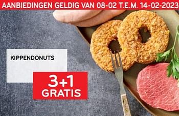 Promoties Kippendonuts 3+1 gratis - Huismerk - Alvo - Geldig van 08/02/2023 tot 14/02/2023 bij Alvo