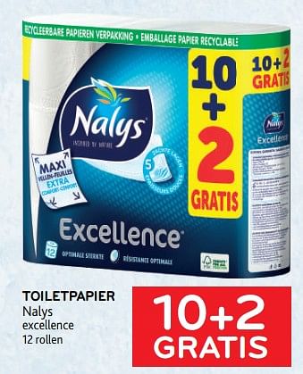 Promotions Toiletpapier nalys 10+2 gratis - Nalys - Valide de 08/02/2023 à 21/02/2023 chez Alvo