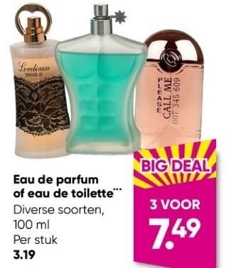Promoties Eau de parfum of eau de toilette - Huismerk - Big Bazar - Geldig van 30/01/2023 tot 12/02/2023 bij Big Bazar