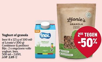 Promoties Ongezoete volle yoghurt, inex - Inex - Geldig van 02/02/2023 tot 08/02/2023 bij Delhaize
