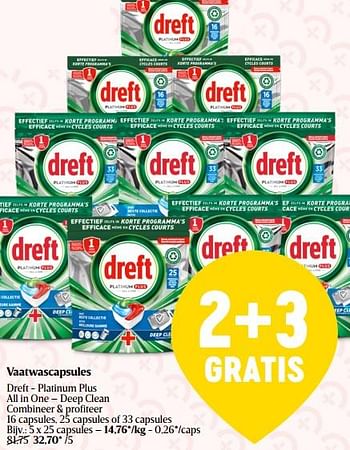 Promoties Vaatwascapsules dreft - platinum plus capsules - Dreft - Geldig van 02/02/2023 tot 08/02/2023 bij Delhaize