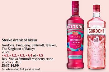 Promoties Vodka smirnoff raspberry crush - Smirnoff - Geldig van 02/02/2023 tot 08/02/2023 bij Delhaize