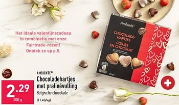 Promoties Chocoladehartjes met pralinévulling - Ambiente - Geldig van 10/02/2023 tot 17/02/2023 bij Aldi