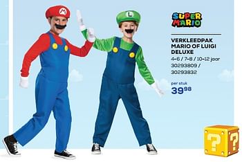 Promoties Verkleedpak mario of luigi deluxe - Super Mario - Geldig van 30/01/2023 tot 24/02/2023 bij Supra Bazar