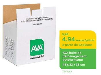 Promotions Ava boîte de déménagement autofermante - Produit Maison - Ava - Valide de 19/01/2023 à 28/02/2023 chez Ava