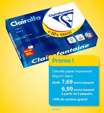 Promoties Clairalfa papier imprimante - Clairefontaine - Geldig van 19/01/2023 tot 28/02/2023 bij Ava
