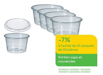 Promoties Portion cups et couvercles -7% - Huismerk - Ava - Geldig van 19/01/2023 tot 28/02/2023 bij Ava