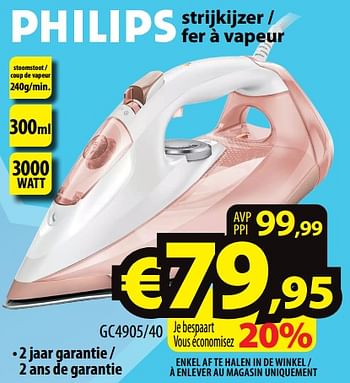 Promoties Philips strijkijzer - fer à vapeur gc4905-40 - Philips - Geldig van 01/02/2023 tot 08/02/2023 bij ElectroStock
