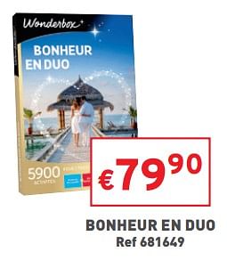 Promotions Bonheur en duo - Wonderbox - Valide de 01/02/2023 à 06/02/2023 chez Trafic