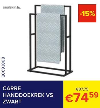 Promoties Carre handdoekrek vs zwart - Sealskin - Geldig van 01/02/2023 tot 28/02/2023 bij Euro Shop