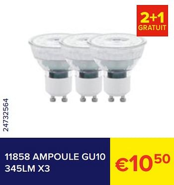 Promotions 11858 ampoule gu10 345lm x3 - Produit Maison - Euroshop - Valide de 01/02/2023 à 28/02/2023 chez Euro Shop