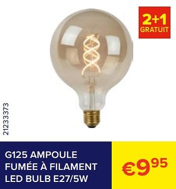 Promoties G125 ampoule fumée à filament led bulb e27-5w - Huismerk - Euroshop - Geldig van 01/02/2023 tot 28/02/2023 bij Euro Shop