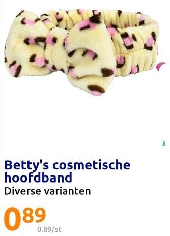 Promoties Betty`s cosmetische hoofdband - Huismerk - Action - Geldig van 01/02/2023 tot 07/02/2023 bij Action