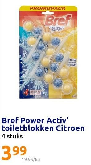 Promoties Bref power activ` toiletblokken citroen - Bref - Geldig van 01/02/2023 tot 07/02/2023 bij Action
