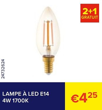 Promotions Lampe à led e14 4w 1700k - Produit Maison - Euroshop - Valide de 01/02/2023 à 28/02/2023 chez Euro Shop