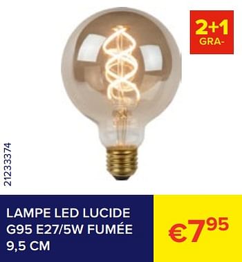 Promotions Lampe led lucide g95 e27-5w fumée - Produit Maison - Euroshop - Valide de 01/02/2023 à 28/02/2023 chez Euro Shop