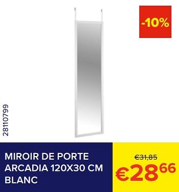 Promotions Miroir de porte arcadia blanc - Wenko - Valide de 01/02/2023 à 28/02/2023 chez Euro Shop