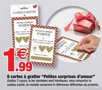 Promotions Cartes à gratter petites surprises d’amour - Produit Maison - Bazarland - Valide de 01/02/2023 à 12/02/2023 chez Bazarland