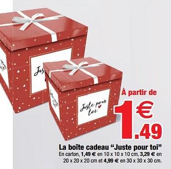 Promotions La boîte cadeau juste pour toi - Produit Maison - Bazarland - Valide de 01/02/2023 à 12/02/2023 chez Bazarland