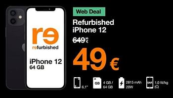 Promoties Apple refurbished iphone 12 - Apple - Geldig van 02/02/2023 tot 21/02/2023 bij Orange