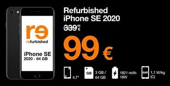 Promoties Apple refurbished iphone se 2020 - Apple - Geldig van 02/02/2023 tot 21/02/2023 bij Orange