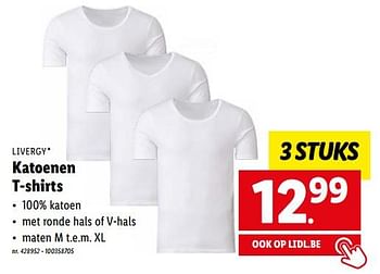 Promoties Katoenen t-shirts - Livergy - Geldig van 13/02/2023 tot 18/02/2023 bij Lidl
