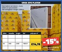 Promoties Ursa xps platen dikte 50 - Ursa - Geldig van 06/02/2023 tot 28/02/2023 bij Bouwcenter Frans Vlaeminck