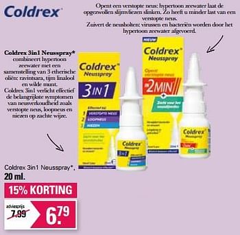 Promoties Coldrex 3in1 neusspray - Hot Coldrex - Geldig van 01/02/2023 tot 18/02/2023 bij De Online Drogist