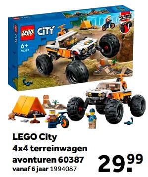 Promoties Lego city 4x4 terreinwagen avonturen 60387 - Lego - Geldig van 01/02/2023 tot 28/02/2023 bij Intertoys