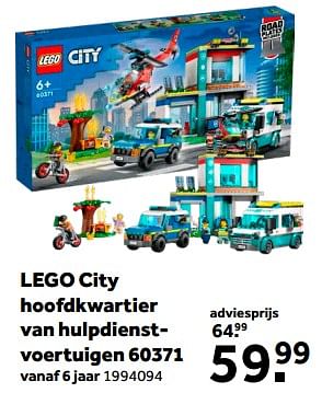 Promoties Lego city hoofdkwartier van hulpdienstvoertuigen 60371 - Lego - Geldig van 01/02/2023 tot 28/02/2023 bij Intertoys