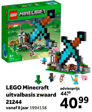 Promoties Lego minecraft uitvalbasis zwaard 21244 - Lego - Geldig van 01/02/2023 tot 28/02/2023 bij Intertoys