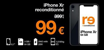 Promotions Apple iphone xr reconditionné - Apple - Valide de 02/02/2023 à 21/02/2023 chez Orange