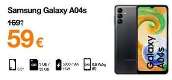 Promotions Samsung galaxy a04s - Samsung - Valide de 02/02/2023 à 21/02/2023 chez Orange