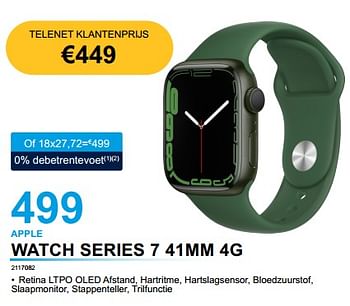 Promoties Apple watch series 7 41mm 4g - Apple - Geldig van 02/02/2023 tot 21/02/2023 bij Auva
