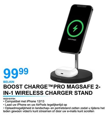 Promoties Belkin boost charge pro magsafe 2- in-1 wireless charger stand wiz010vfbk - BELKIN - Geldig van 02/02/2023 tot 21/02/2023 bij Auva