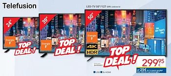 Promoties Telefusion led-tv u50kaa10 - Telefusion - Geldig van 01/02/2023 tot 28/02/2023 bij Eldi