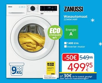 Promoties Zanussi wasautomaat zz94941awf - Zanussi - Geldig van 01/02/2023 tot 28/02/2023 bij Eldi