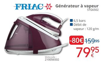 Promotions Friac générateur à vapeur stg6502 - Friac - Valide de 01/02/2023 à 28/02/2023 chez Eldi