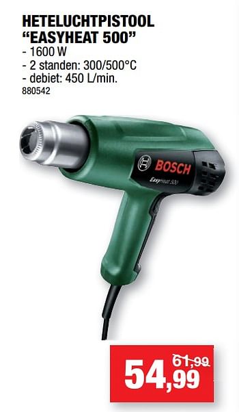 Promoties Bosch heteluchtpistool easyheat 500 - Bosch - Geldig van 08/02/2023 tot 19/02/2023 bij Hubo