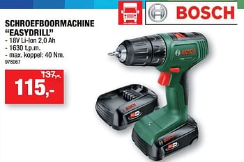 Promoties Bosch schroefboormachine easydrill - Bosch - Geldig van 08/02/2023 tot 19/02/2023 bij Hubo