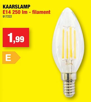 Promoties Kaarslamp e14 250 lm - filament - Huismerk - Hubo  - Geldig van 08/02/2023 tot 19/02/2023 bij Hubo