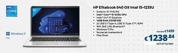 Promotions Hp elitebook 640 g9 intel i5-1235u - HP - Valide de 01/02/2023 à 28/02/2023 chez Compudeals