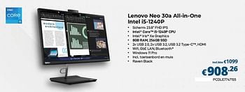 Promoties Lenovo neo 30a all-in-one intel i5-1240p - Lenovo - Geldig van 01/02/2023 tot 28/02/2023 bij Compudeals