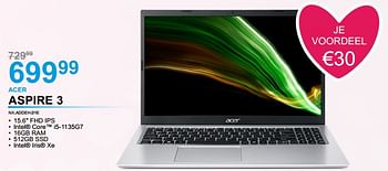 Promoties Acer aspire 3 nx.addeh.01e - Acer - Geldig van 06/02/2023 tot 14/02/2023 bij Auva