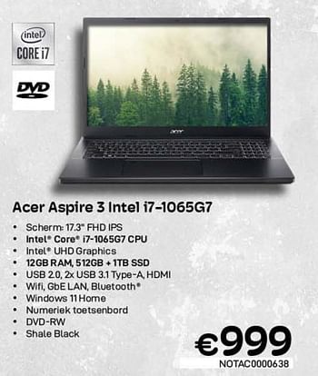 Promoties Acer aspire 3 intel i7-1065g7 - Acer - Geldig van 01/02/2023 tot 28/02/2023 bij Compudeals